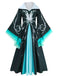 Schwarz-Blaues 40er Zauberer-Cape Kleid