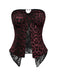 Weinrotes 70er Trägerloses Top mit Leoparden-Print und Spitze