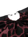 Weinrotes 70er Trägerloses Top mit Leoparden-Print und Spitze