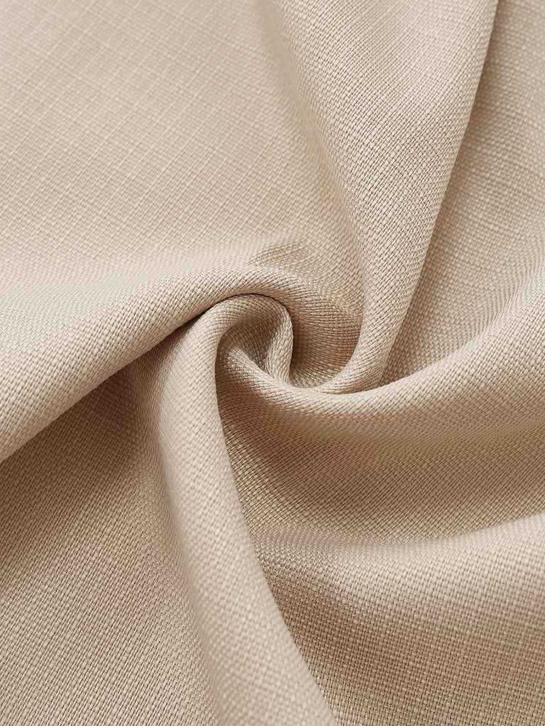 Beige 50er Kleid mit Eckiger Ausschnitt und Puffärmel
