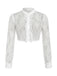 Weiße 50er Bluse mit Rüschen und Spitze