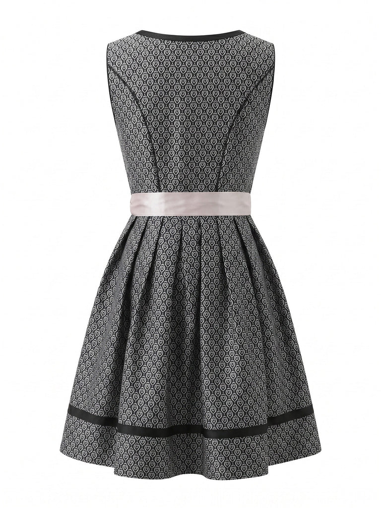 Schwarzes 50er 3-teiliges Set mit Kleid und Schürze