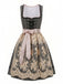 Schwarzes 50er Oktoberfest-Dirndl-Set mit Karree-Ausschnitt und Spitzenschürze