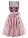 Dunkelrosaes 50er Kleid mit Eckiger Ausschnitt und Blumen