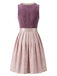 Dunkelrosaes 50er Kleid mit Eckiger Ausschnitt und Blumen