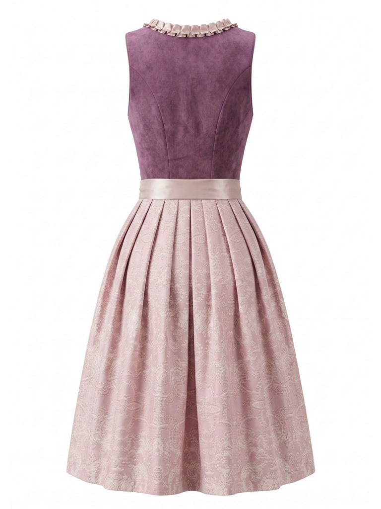 Rosa 50er Oktoberfest-Dirndl-Set mit weißem Top und Paillettenschürze