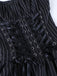 Schwarzes 70er Korsettkleid mit Nadelstreifen und Spitze