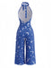 Blauer 30er Halloween Jumpsuit mit Neckholder und Stern