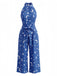 Blauer 30er Halloween Jumpsuit mit Neckholder und Stern