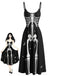 Schwarzes 30er Halloween Cami-Kleid mit Skelett