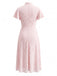 Rosa 30er Jacquard-Kleid mit Stehkragen und Spitze