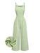 Grüner 50er Jacquard-Jumpsuit mit Spaghettiträger und Schleife