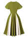 Grünes 50er Swingkleid mit Herzausschnitt und Kontrast