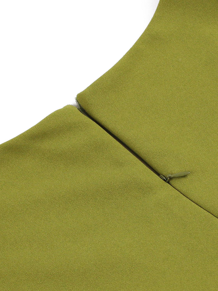 Grünes 50er Swingkleid mit Herzausschnitt und Kontrast