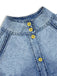 Blaue 60er Jeans-Bluse mit Puffärmel