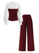 60er Top & Hose Set mit Farbblock und Streifen