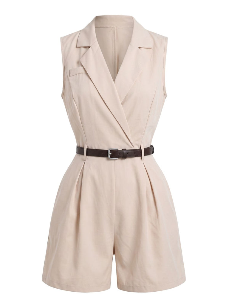 60er Ärmelloser Blazer-Romper mit Gürtel