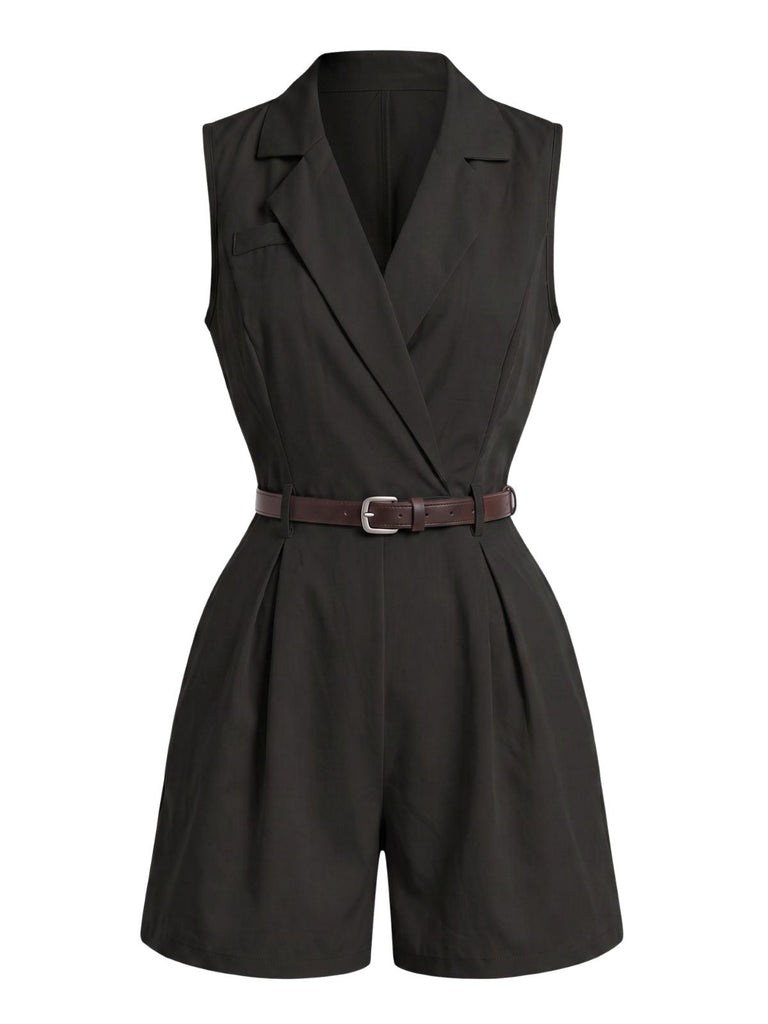 60er Ärmelloser Blazer-Romper mit Gürtel
