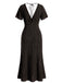 30er Meerjungfrauenkleid mit Flatterärmel und Polka-Dots