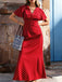 30er Meerjungfrauenkleid mit Flatterärmel und Polka-Dots