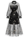 Schwarzes 80er Netzkleid mit Sternen-Print
