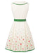 Weißes 50er Kleid mit Peter-Pan-Kragen und Blumen-Print
