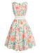 60er Ärmelloses Midikleid mit Blumen und Spitze