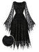 Schwarzes 70er Gothic Netz-Kleid