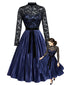 [Vorverkauf] Königsblaues 50er Plisseekleid mit Spitze