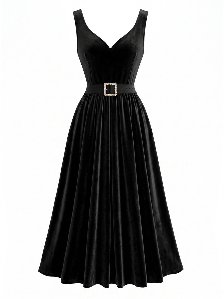 40er Set mit Spitzen-Top und Samtkleid
