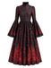 60er Gothic Maxikleid mit Schloss-Fledermaus-Print
