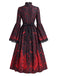 60er Gothic Maxikleid mit Schloss-Fledermaus-Print