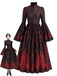 60er Gothic Maxikleid mit Schloss-Fledermaus-Print