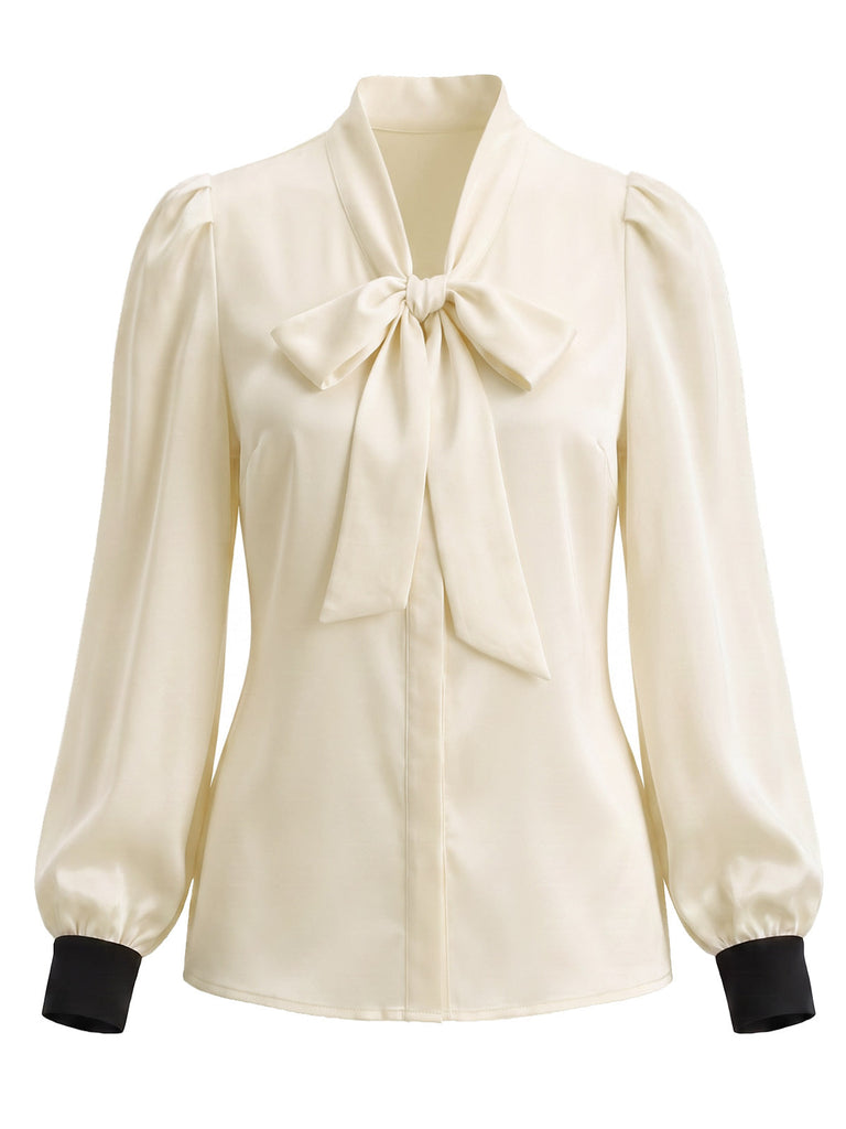 70er Set mit Rüschenträger-Jumpsuit und Schleifenbluse