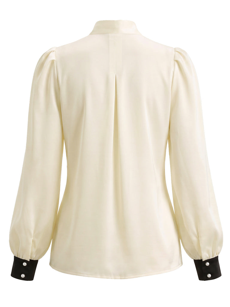 70er Set mit Rüschenträger-Jumpsuit und Schleifenbluse