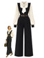 [Vorverkauf] 70er Set mit Rüschenträger-Jumpsuit und Schleifenbluse