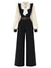 [Vorverkauf] 70er Set mit Rüschenträger-Jumpsuit und Schleifenbluse
