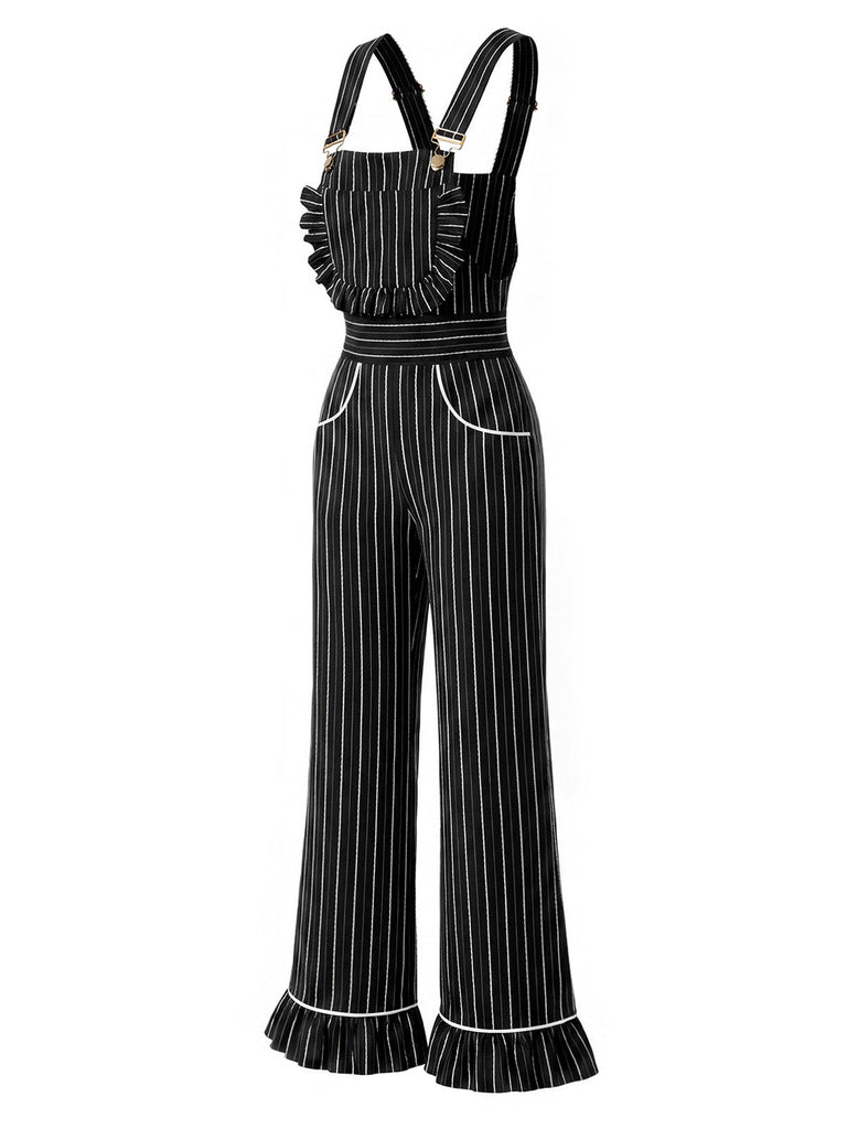 30er Nadelstreifen-Overall & Bluse Set mit Blut-Print
