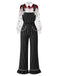 30er Nadelstreifen-Overall & Bluse Set mit Blut-Print