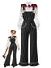 30er Nadelstreifen-Overall & Bluse Set mit Blut-Print