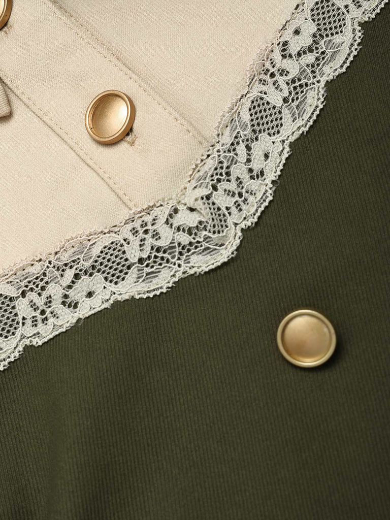 40er Kleid mit Knöpfen und Schleifengürtel