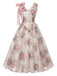 Rosa 50er Netzkleid mit Blumen und Schleife