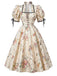 Hellgelbes 50er Swingkleid mit Blumen und Puffärmeln