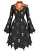 50er Kleid mit Totenkopf-Spinnennetz-Print und Fledermaussaum