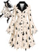 50er Halloween Kleid mit Hexen-Print und Zickzacksaum