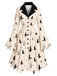 50er Halloween Kleid mit Hexen-Print und Zickzacksaum