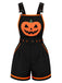 Schwarzer 60er Halloween-Latzromper mit Kürbis und Taschen