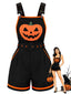 Schwarzer 60er Halloween-Latzromper mit Kürbis und Taschen