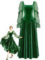 [Vorverkauf] Grünes 30er Samtkleid mit Chiffonärmeln und Schleifen
