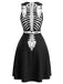 40er Halloween ärmelloses Kleid mit Skelett-Print